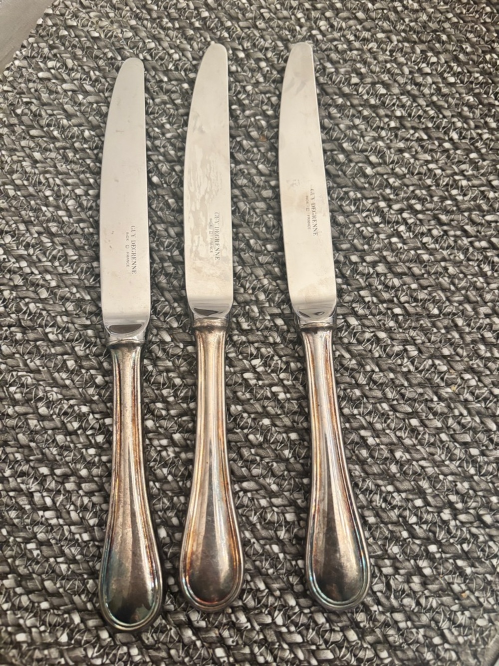 Guy Degrenne Verlaine Confidence Stainless Inox 3 Dinner Knives 9 3/4" France